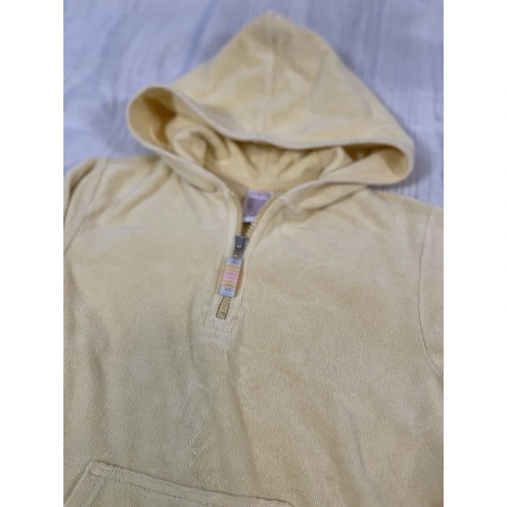 Gymboree RAINBOW SHERBET 1/4‎ Zip Yellow Terry Cloth Hooded Top Girls Size 7